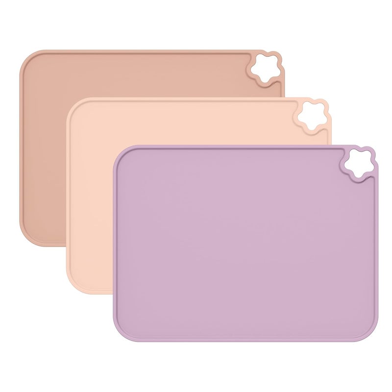 Cutebe Silicone Placemat for Toddles Kids Non-Slip Reusable Portable Kids Placemats for Dinning Table Heat Resistant Placemats, Baby Placemat Stain Resistant Silicone Mat for Dining Table 3 Pack - Image 1